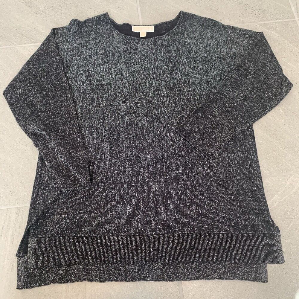 MSRP $99.50 - MICHAEL KORS Long Sleeve Sweater black /silver Size L